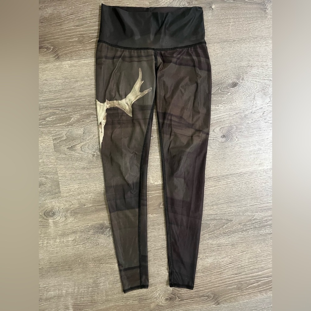 Teeki small S Black Sheer Leggings with Antler Design
